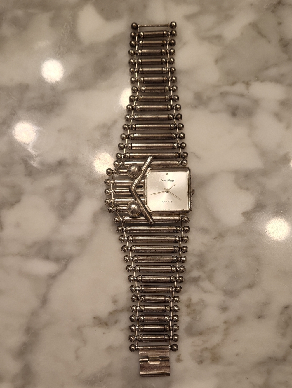 SALE--Vintage Pieve Nicol Silver-Tone Women’s Bracelet Watch - Silver